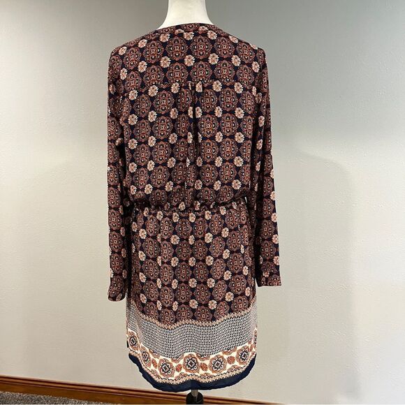 DR2 Floral Long Sleeve mini Dress bohemian style size large - Picture 8 of 15